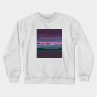 Cartoon sunset in pink and purple colors. Crewneck Sweatshirt